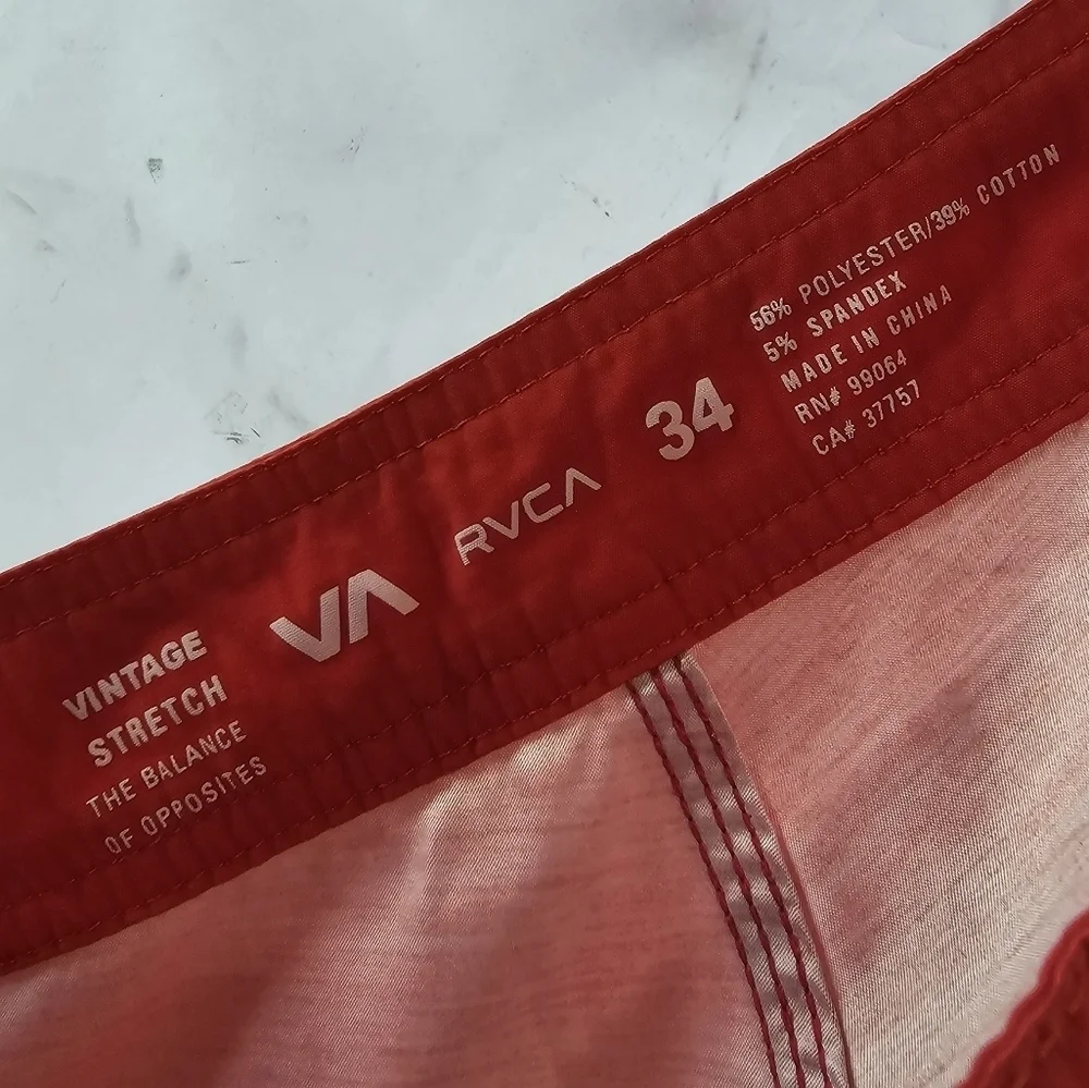 RVCA Swim Trunks Mens 34 Red Yellow Floral Board Shorts Lace Up Vintage